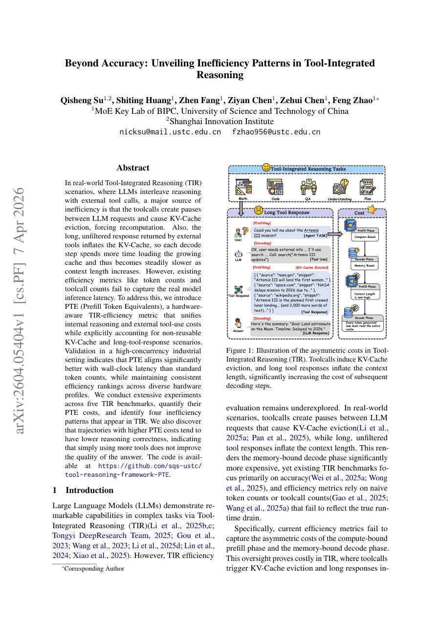 First page preview for Beyond Accuracy: Unveiling Inefficiency Patterns in Tool-Integrated Reasoning