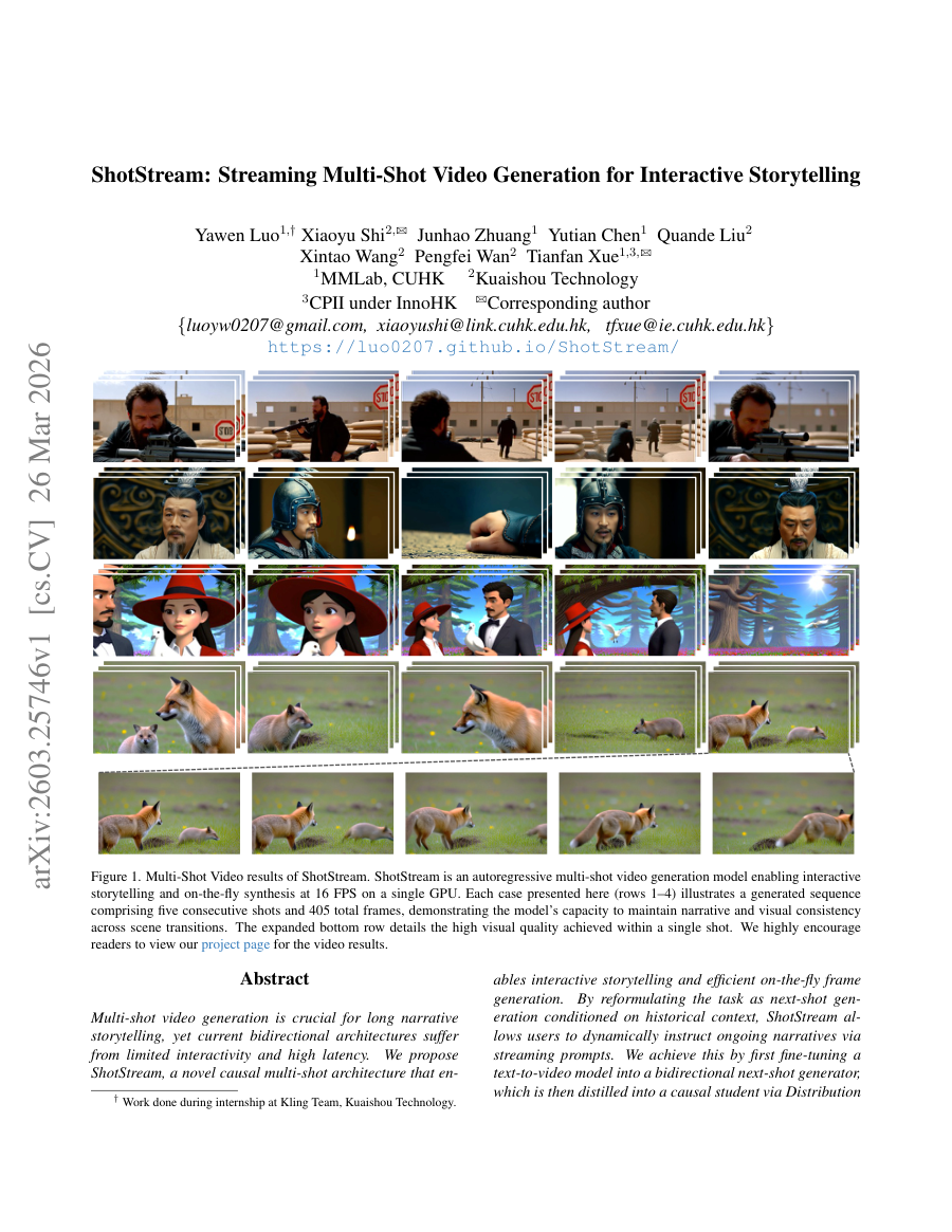 First page preview for ShotStream: Streaming Multi-Shot Video Generation for Interactive Storytelling