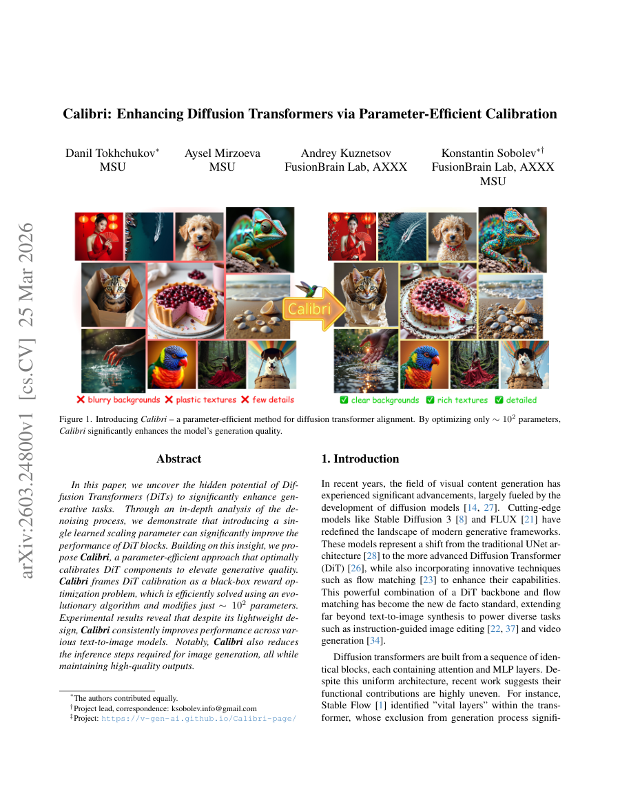 First page preview for Calibri: Enhancing Diffusion Transformers via Parameter-Efficient Calibration