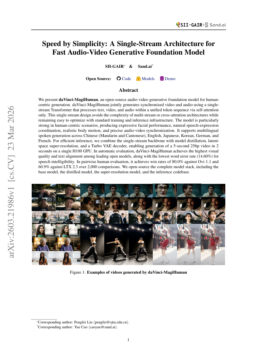 Speed by Simplicity: A Single-Stream Architecture for Fast Audio-Video Generative Foundation Model