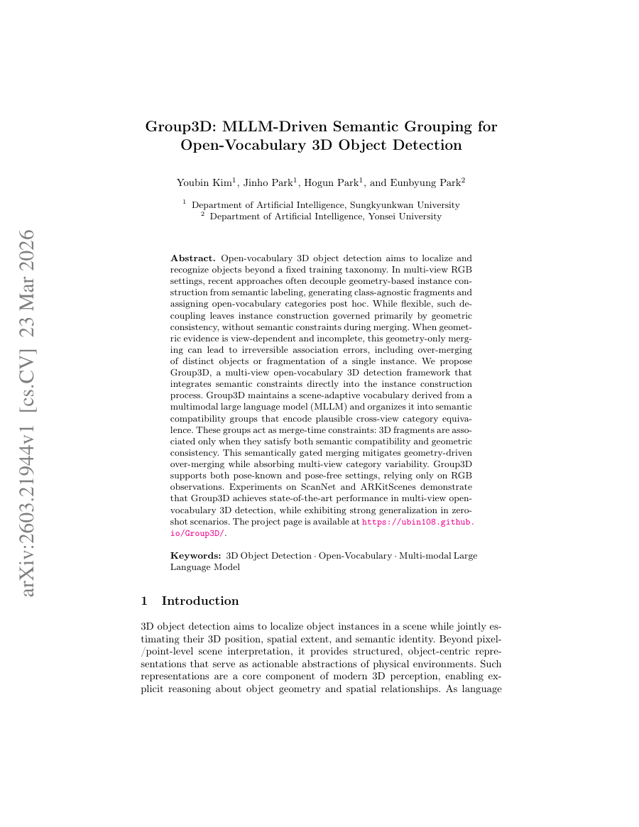 Group3D: MLLM-Driven Semantic Grouping for Open-Vocabulary 3D Object Detection