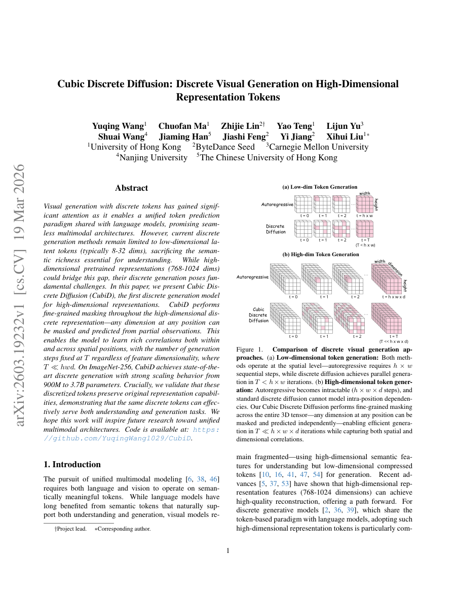 First page preview for Cubic Discrete Diffusion: Discrete Visual Generation on High-Dimensional Representation Tokens