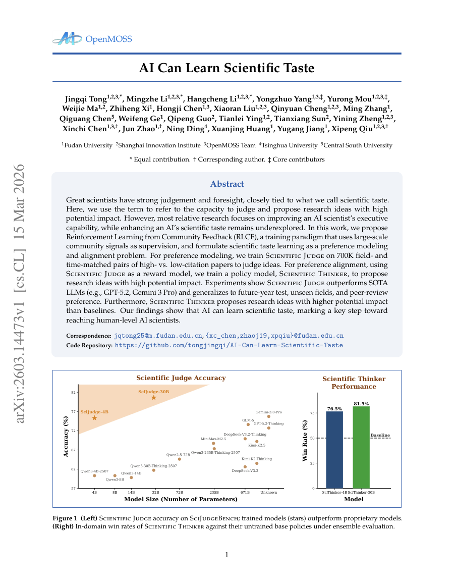 First page preview for AI Can Learn Scientific Taste