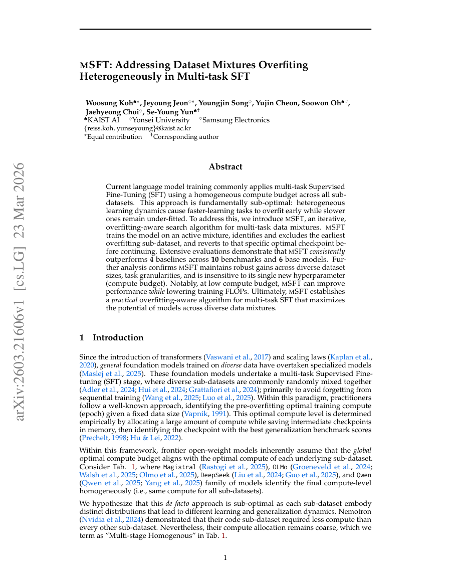 mSFT: Addressing Dataset Mixtures Overfiting Heterogeneously in Multi-task SFT
