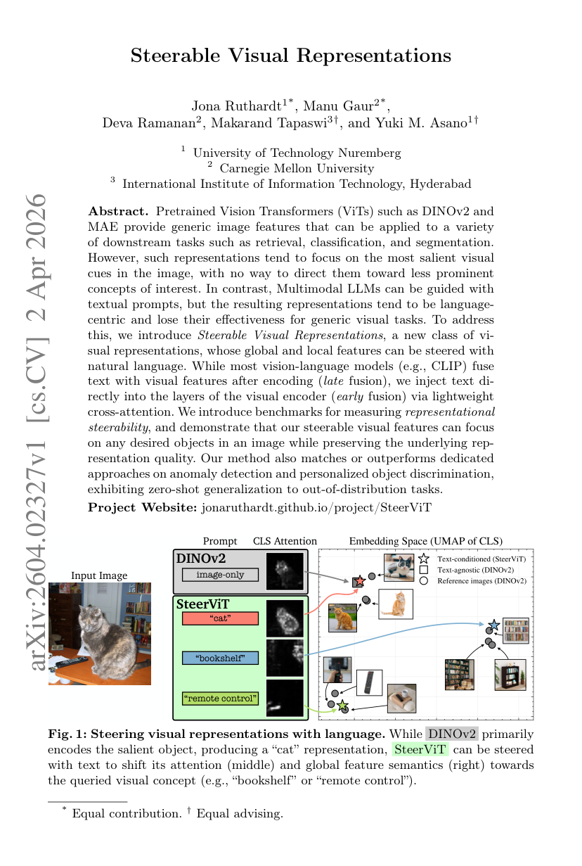 First page preview for Steerable Visual Representations