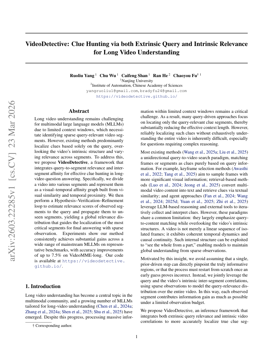 VideoDetective: Clue Hunting via both Extrinsic Query and Intrinsic Relevance for Long Video Understanding