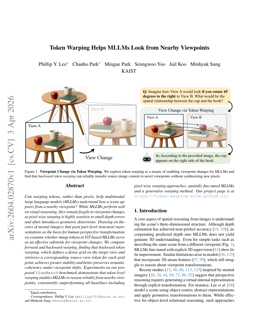 First page preview for Token Warping Helps MLLMs Look from Nearby Viewpoints