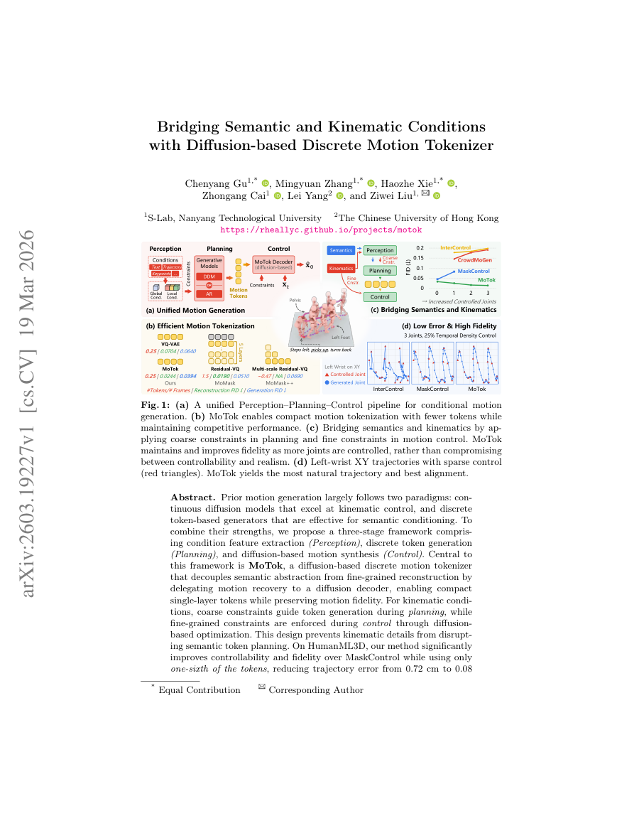 First page preview for Bridging Semantic and Kinematic Conditions with Diffusion-based Discrete Motion Tokenizer