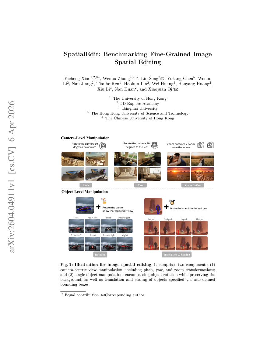 First page preview for SpatialEdit: Benchmarking Fine-Grained Image Spatial Editing